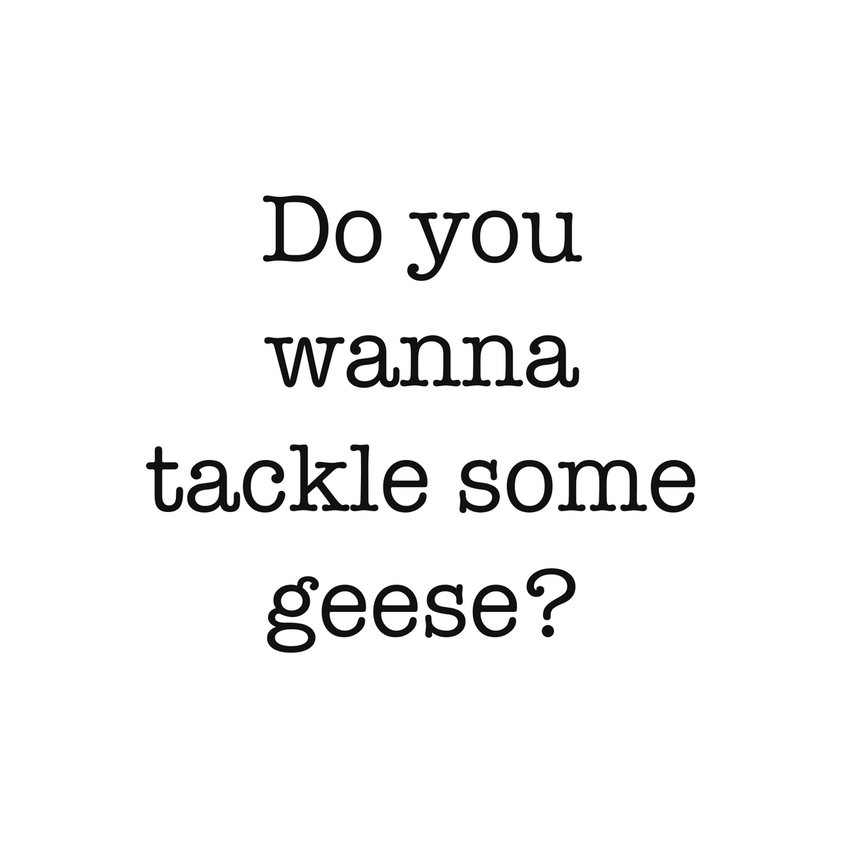 Do you wanna tackle some geese?